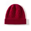 Otoño e Invierno Nuevo Gorro Grueso Cálido de Punto Canalé Punto Trenzado Color Sólido Jacquard Cachemir Protección contra el Frío A prueba de Viento Gorro Turbante