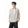 2026 Nuevo Estilo de Verano para Hombre, Top Patchwork con Detalle de Cuadros y Diseño Simple de Cuello en V Profundo, Chaleco sin Mangas Falso de Dos Piezas