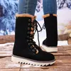 Botas Curtas de Renda com Cadarço Antiderrapantes de Veludo Plus Size TE Comércio Exterior Amazon MU Dropshipping Novas 2025 Botas de Neve Transfronteiriças