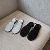 Medias Zapatillas Abiertas para Mujer 2026 Verano Nuevo Estilo Malla Hueca Negra Transpirables Sandalias Planas de Punta Redonda para Uso en Exteriores