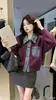 Nuevo diseño estilo coreano, otoño/invierno, con cuello, cárdigan de punto vaquero patchwork, corte holgado, prenda de abrigo a la moda, suéter para mujer