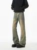 Pantalones casuales rectos de verano para hombre estilo retro americano, corte slim-fit, pantalones anchos holgados, jeans lavados de microcampana