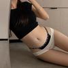 Ropa interior de algodón puro dulce, fresca, sexy para mujer, sexy con recortes, con letras, deportiva, de talle medio-bajo, tipo hipster, nuevo estilo 2023