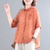 Nuevo estilo coreano de talla grande, traje de dos piezas con estampado vintage informal de lino y algodón para mujer de verano