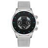 Fabricante en Stock Venta al por Mayor Comercio Exterior Popular Moda Europea y Americana Calendario Reloj de Hombre Reloj de Hombre Reloj de Cuarzo Correa Milanesa Correa de Malla