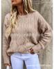 2021 Nuevo Suéter Amazon Cuello Redondo Suelto Jersey Suéter Abrigo Calado para Mujer