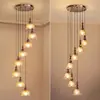 Nuevo candelabro vintage de estilo chino para escaleras en espacios tipo loft dúplex, candelabro artístico de madera simple de línea larga