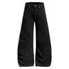 Pantalones cargo de estilo americano, patchwork deconstruido, lavados, desgastados, con diseño de hoz, para hombre y mujer, diseño versátil de pierna ancha y corte holgado, pantalones largos para otoño