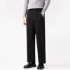 Calças de Lã Tendência Outono e Inverno para Homens, Calças de Corte Reto Slim de Alta Qualidade, Calças Business Casual, Calças Masculinas, Calças de Nove Pontos