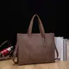 Bolsa Tote Masculina Estilo Coreano Horizontal Fashionável Versátil Bolsa de Couro Bolsa Transversal Tendência Bolsa de Ombro Masculina Bolsa Vintage