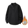 2025 Nueva Sudadera Gruesa de Terciopelo para Hombre Cuello Henley Color Sólido Simple Holgada Casual Sudadera Ropa Superior para Hombre