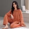 Pijama para Mulheres Outono e Inverno Algodão Laminado Manga Longa Mães de Meia-Idade Tamanho Grande Algodão Térmico Acolchoado Conjunto de Roupas para Casa