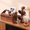 Posavasos Creativos de Madera Maciza Múltiples Especificaciones Almohadilla Aislante para Taza de Té Juego de Posavasos de Nogal Sudamericano con Estante de Almacenamiento