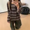 Camiseta de Manga Larga Nueva Primavera/Otoño 2026 para Mujer Estilo Coreano Retro Holgada Capa Interior Capa Base Top Perezoso Oversize