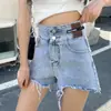Shorts de Mezclilla Rasgados Negros para Mujer, Nuevo Estilo Verano 2026, Estilo Trendy Ins, Tallas Grandes, Hot Pants con Borde Deshilachado, Shorts de Pierna Ancha Línea A