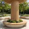 Banca circular para árbol de GRC, glorieta paisajística, silla a juego de cemento para el lado del árbol, jardinera para plantación de árboles de UHPC para parque y plaza