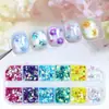 Sequins Iridescentes Redondos com Brilho de 12 Compartimentos para Nail Art Primavera/Verão Sereia Flor Polarizada Glitter para Unhas Acessórios de Resina DIY