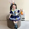 Conjunto de Dos Piezas de Verano para Niñas, Falda plisada Judy Infantil, Vestido de Verano Estilo Academia, Disfraz de Oficial de Policía Conejo para Niña Pequeña