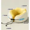 Almohada en Forma de U Moderna Simple de Espuma Viscoelástica de Fibra Química Almohada Portátil de Soporte para Cuello de Avión de Rebote Lento Reposacabezas de Seda de Hielo Bolsa de Almacenamiento en Forma de U