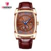 CHENXI Reloj Nuevo cuadrado Reloj de Hombre Correa calendario resistente al agua reloj de cuarzo Oro Rosa Amanecer Reloj 8209
