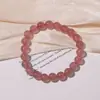 Pulsera de Cristal de Fresa Natural Transfronteriza para Mujer, Pulsera de Cristal Rosa Tipo Hielo de Círculo Único, Joyería para Mujer, Venta al por Mayor de Dropshipping para Transmisiones en Vivo