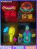 Tienda de té con leche Luz de neón LED Bar de moda KTV Cafetería Cartel luminoso decorativo de hamburguesa Set hecho a medida
