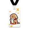Capa de cartão de cachorro microfone criativo cartão de refeição de estudante campus crachá de controle de acesso de ônibus certificado corda de mola concha protetora cordão