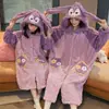 Camisola Feminina Outono e Inverno Espessada com Forro de Lã Coral Fleece Longa Pijama Infantil Camisola de Menina 2024 Flanela Roupas de Casa