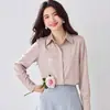 Camisa Satinada Azul Grisáceo de 8 Colores Primavera/Otoño 2026 Puño Oculto Estilo Retro de Hong Kong Caída Commute Camisa de Manga Larga Ligeramente Madura