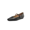 Zapatos de cuero retro de punta cuadrada poco profundos con tacón de cuña de 2.5 cm, nuevos 2026 zapatos versátiles de estilo francés para el trabajo con hebilla, zapato de vestir de moda