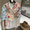 Bufanda Floral Pequeña de Seda Estilo Étnico Fresco de Nicho Chal de Protección Solar de Verano Chal de Capa para Jugar en la Playa de Algodón y Lino