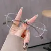 Novos Óculos Pequenos da Moda com Filtro de Luz Azul para Mulheres, Armações Naturais e Frescas em Formato de Orelha de Gato, Armações Estilo Coreano com Lentes de Grau