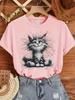 Camiseta de Manga Corta para Mujer Temu Transfronteriza Amazon Aliexpress Shopee Europea y Americana Estampado Animal Cuello Redondo Tops para Mujer