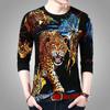 Camiseta de manga larga para hombre de primavera y otoño, camisa con estampado 3D de dragón chino, ropa juvenil de otoño, camisa de hombre de talla grande, moda ajustada