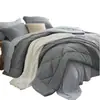 Kit Más Vendido Transfronterizo de Amazon Set de Tres Piezas de Comercio Exterior Colcha Rellena Acolchada Ondulada Gruesa Cepillada Europea y Americana Ropa de Cama de Color Puro