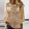 2026 Moda Femenina Europea y Americana Transfronteriza Nuevo Estilo de Comercio Exterior Casual Cuello Redondo Manga Larga Suéter Holgado Top de Lentejuelas