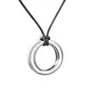 Collar de Cuerda de Cera de Estilo Europeo y Americano de Gama Alta Colgante de Anillo T O de Acero Inoxidable Simple Versátil de Moda para Viajeros