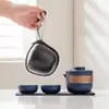 Juego de Té Cerámico para Viaje Pequeño Portátil Taza Rápida Tetera para Acampar al Aire Libre Viajes Una Tetera Dos Tazas