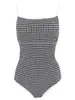 Traje de baño Coreano para Mujer Estilo Nuevo Pequeño Fresco Cuadros Una Pieza Sexy Adelgazante Traje de Baño para Aguas Termales
