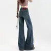 Jeans Acampanados de Color Claro Estilo Americano para Mujeres Petites, Novedad Otoño 2025 Pantalones Acampanados de Cintura Alta Adelgazantes No Elásticos