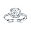Anillo Brillante de Cubo de Azúcar Pequeño con Moissanita para Mujer, Anillo Ajustable Versátil de Plata de Ley S925 para Propuesta, Compromiso, Regalo, Al por Mayor en Stock