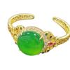 Pulsera Cabujón Grande de Hielo de Jade de Alta Calidad Incrustado con Oro Antiguo, Pulsera de Jade Hueco Incrustado con Esmeralda, Pulsera de Ágata al por Mayor