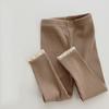 Pantalones de estilo coreano para niñas de primavera y otoño, de algodón puro, leggings elásticos altos para niñas, pantalones de encaje a rayas para niñas pequeñas