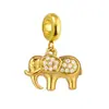 Pingentes de Animal Transfronteiriços em Aço Inoxidável, Elementos Fofos de Urso e Golfinho, Design Cravejado de Diamantes, Acessórios Personalizados para Pingente DIY