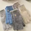 Guantes de Dedos Divididos Invierno para Mujer Nuevos Engrosados Cálidos Color Puro Lindos Estudiante Ciclismo Resistentes al Frío Tacto Lana Pantalla Táctil Guantes para Mujer