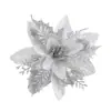 15cm Navidad Polvo Dorado Calado Flor Estéreo DIY Flor Espolvoreada con Cebolla en Polvo Guirnalda de Árbol de Navidad Accesorios Ropa Festiva