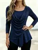 Otoño/Invierno 2026 Nuevo Transfronterizo Europeo y Americano Amazon Falso Dos Piezas Color Sólido Ropa para Mujer Moda Cuello Oscilante Camiseta Plisada