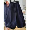 Pantalones de Linterna de Moda con Adorno de Encaje para Mujer, Pantalones Casuales Finos de Pierna Ancha Cortos para Primavera y Verano
