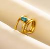 Anillo de acero inoxidable 304, anillo de acero de titanio, geométrico, femenino, masculino, estilo europeo y americano, anillo de ambiente abierto con ajuste de cacao.