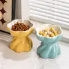 Tigela Floral para Comida e Água de Gato, Cerâmica Elevada com Proteção para o Pescoço, Grande Capacidade, Antiderramamento, Fácil de Limpar, Tigela Especializada para Gatos
